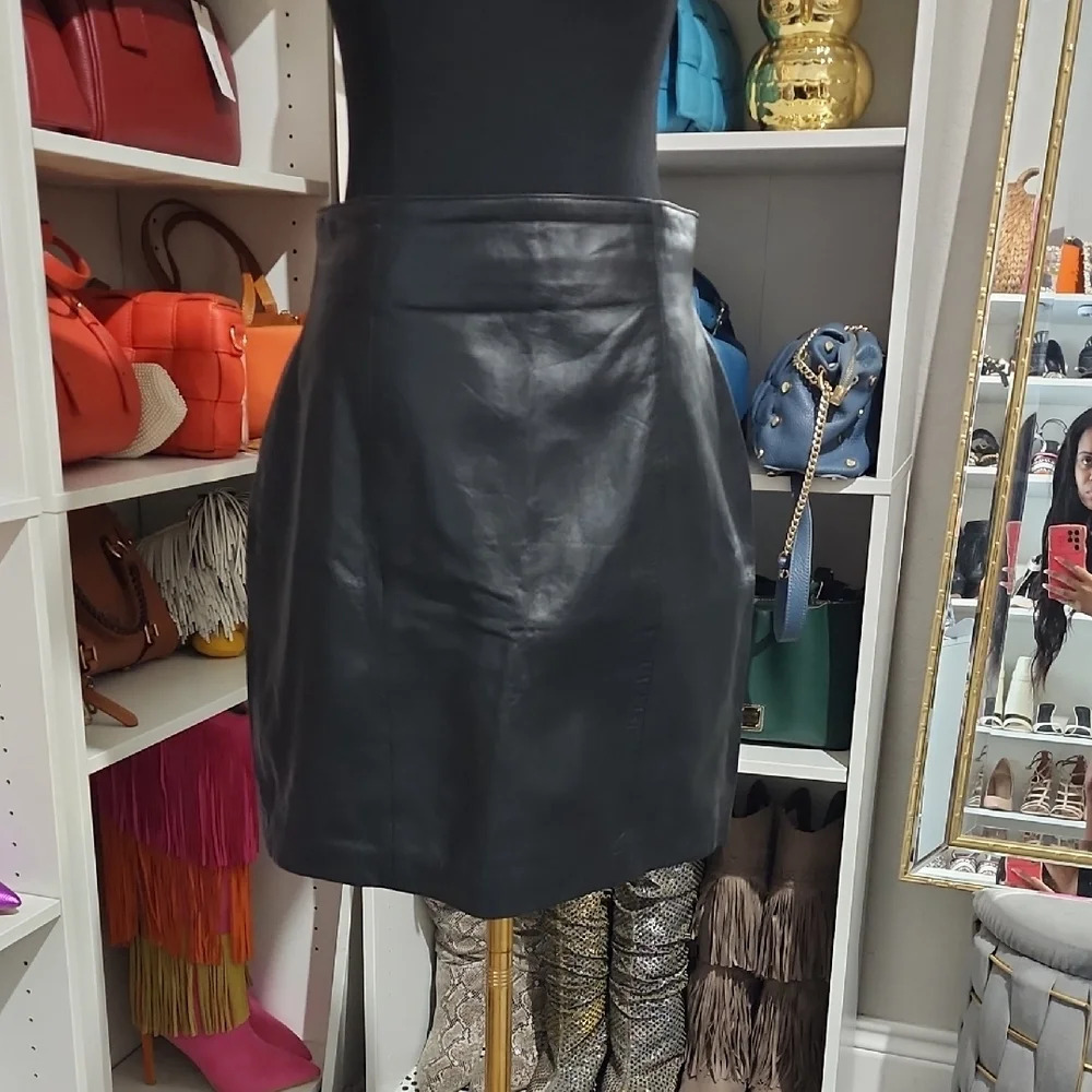Vintage Wilson Black A-Line Leather Skirt